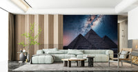 Egyptian pyramids at night wall mural for bedroom interior