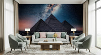 Ancient Egypt pyramids night wall mural with galaxy backdrop