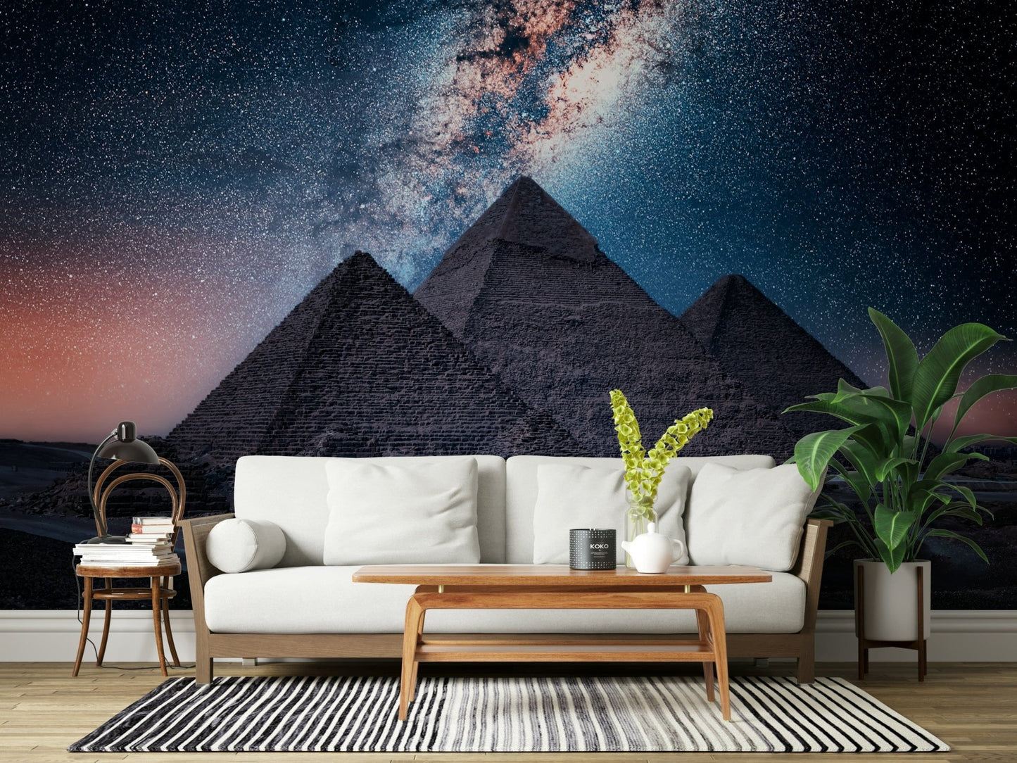 Egyptian night sky pyramids wall mural for modern rooms