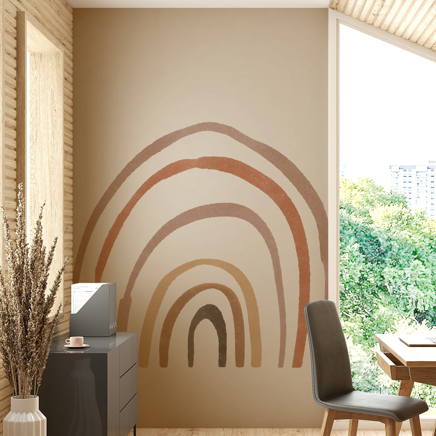 Neutral rainbow wall art for nursery

