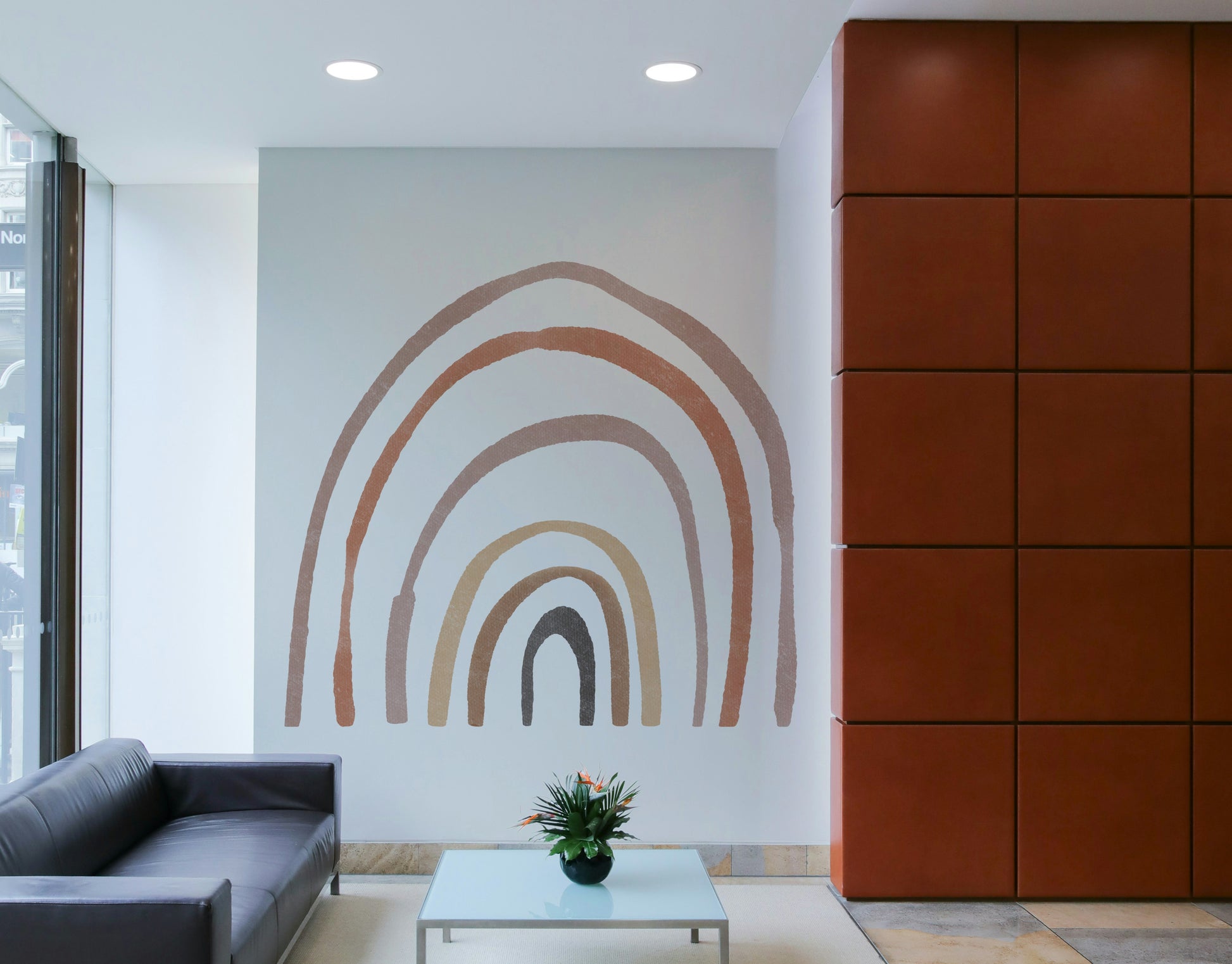 Quirky rainbow arch wall wallpaper

