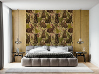 Rabbits and Woodland Flora Wallpaper – Whimsical wallpaper featuring cute rabbits among lush forest plants and flowers.
