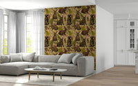 Rabbits in Forest Flora Wall Mural – Soft, nature-inspired design featuring gentle rabbits among woodland flowers.