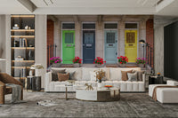 Lively home entryway mural

