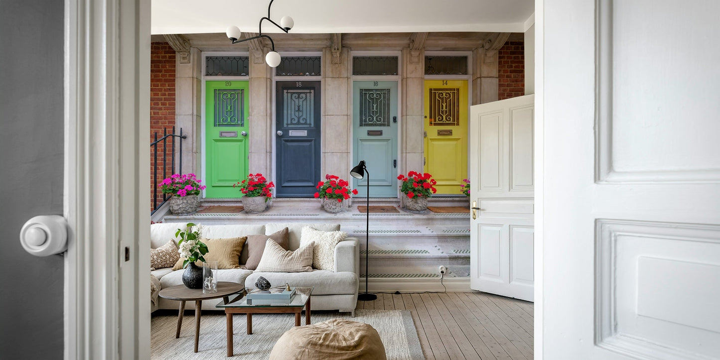 Bright entryway wall mural

