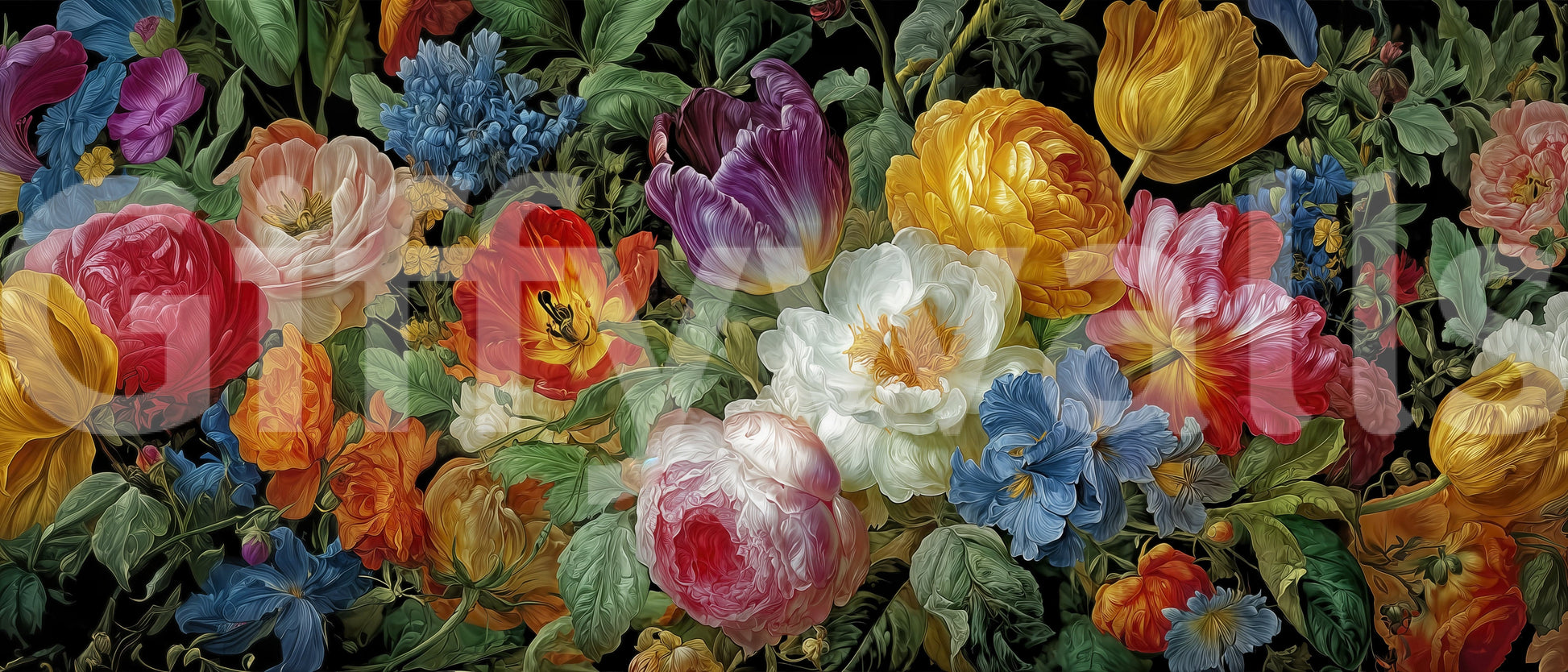 A detail of the brushstrokes and tones in the design.

