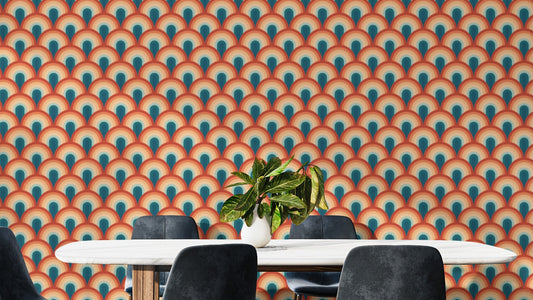 Bold geometric patterns in radiant Art Deco style

