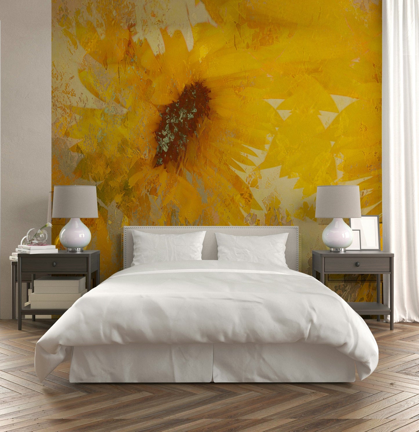 A serene abstract floral wall mural for your decor.

