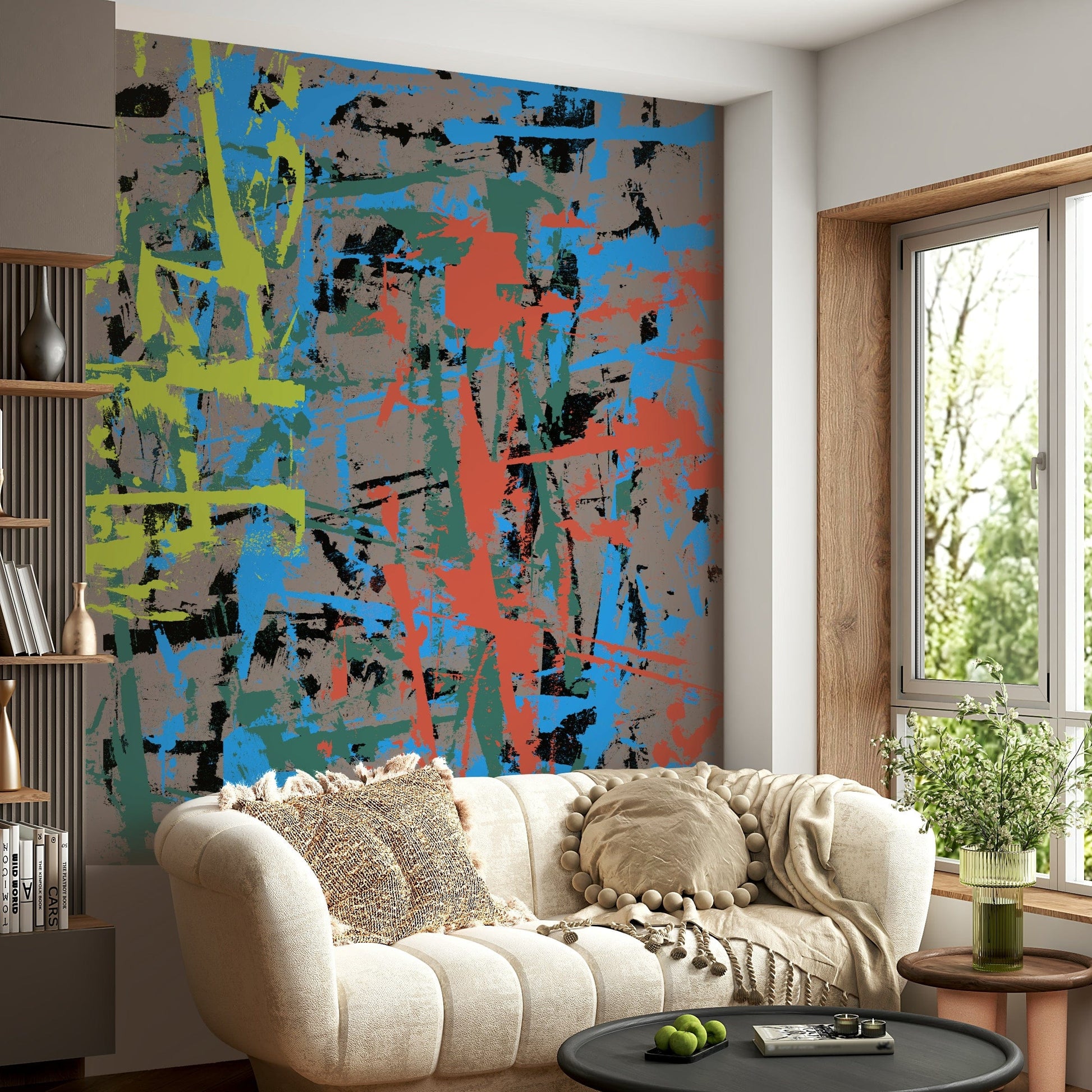 A contemplative modern design wallpaper mural for a feature wall.

