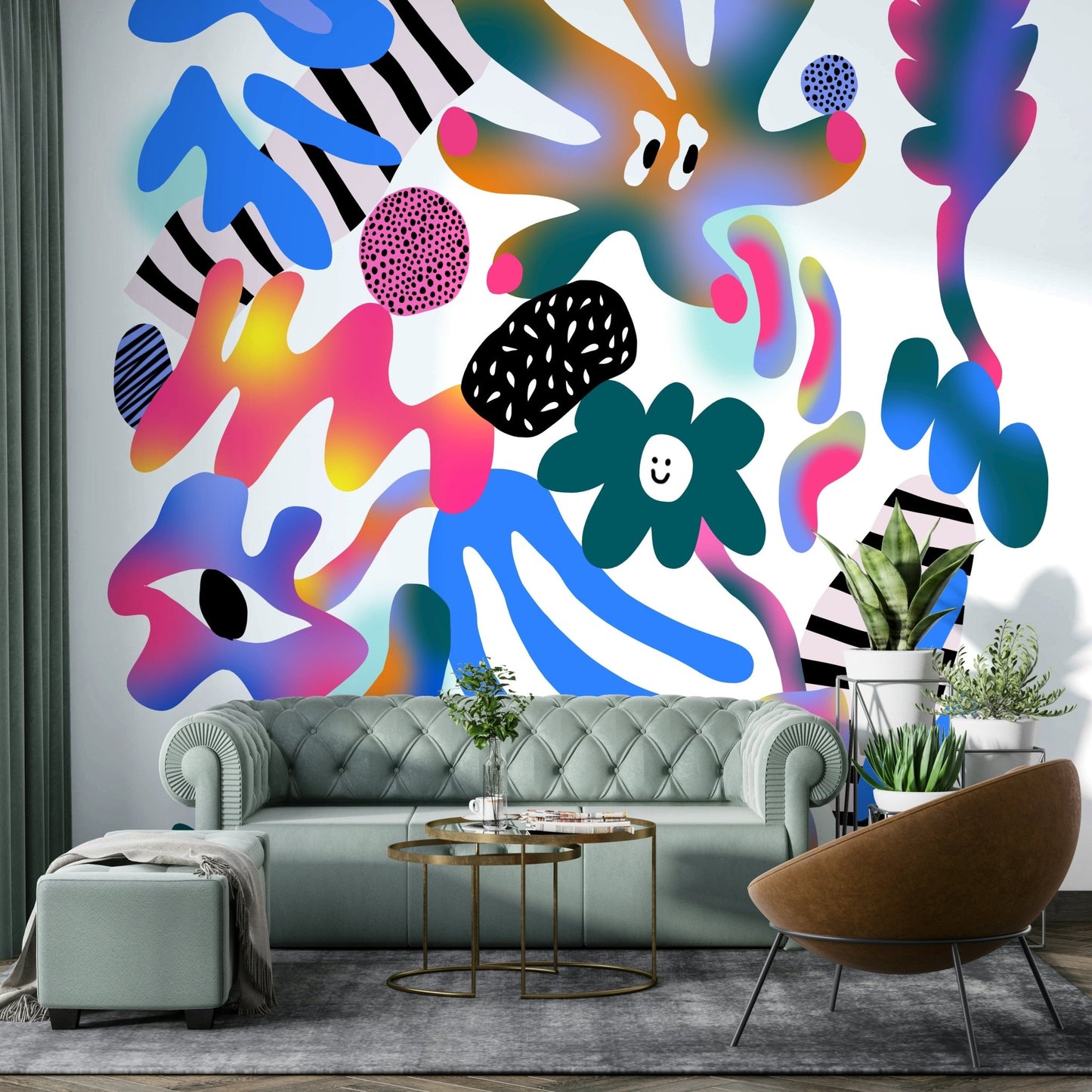 Neon hues creating an electric, lively atmosphere in any room

