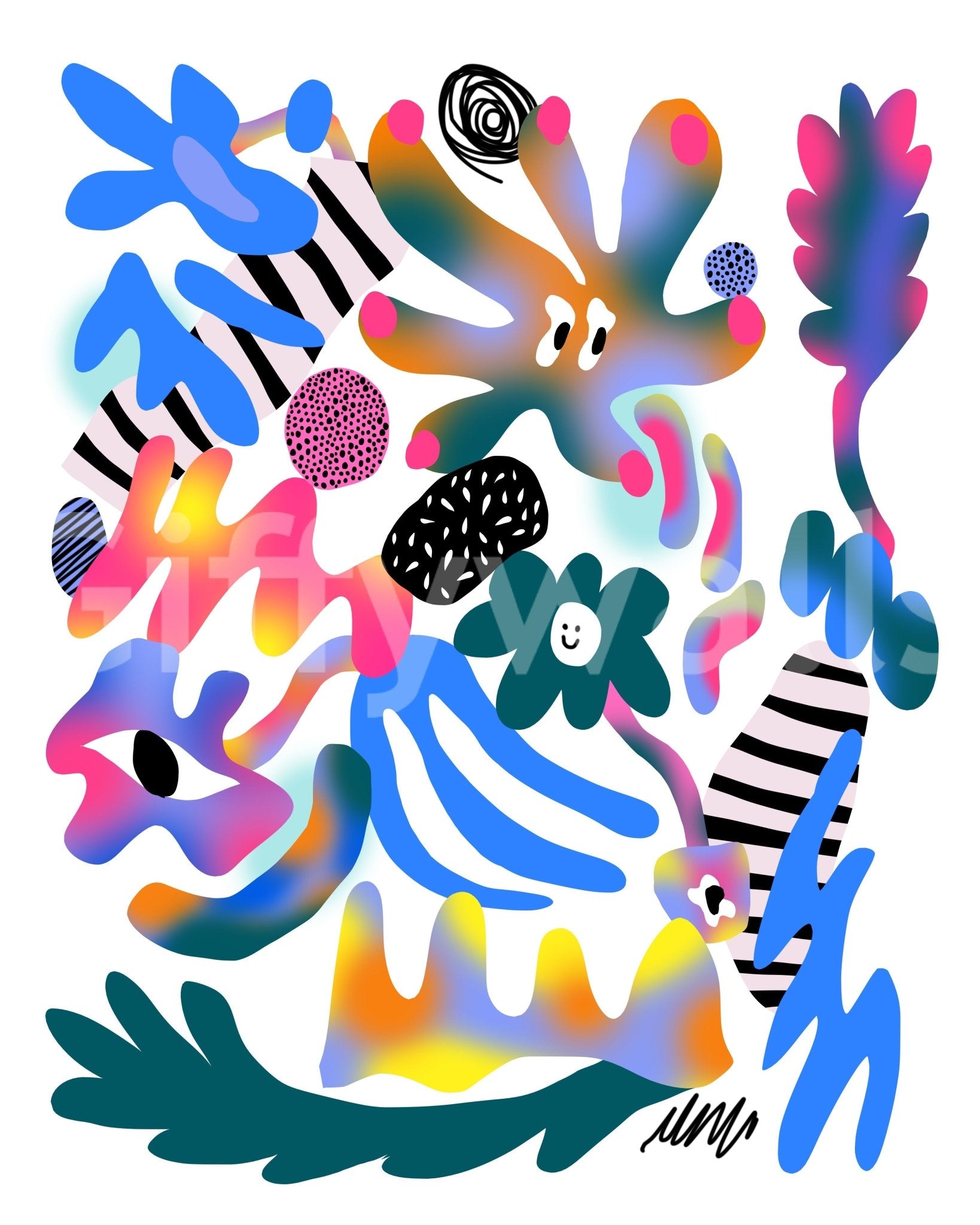 Transform your space with a lively and colorful Radioactive Spring Mural

