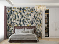 The room's lighting highlights the reflective, calm feel of the pattern.

