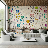 Bedroom artistic flower Rainbow Bloom Dance wall design.