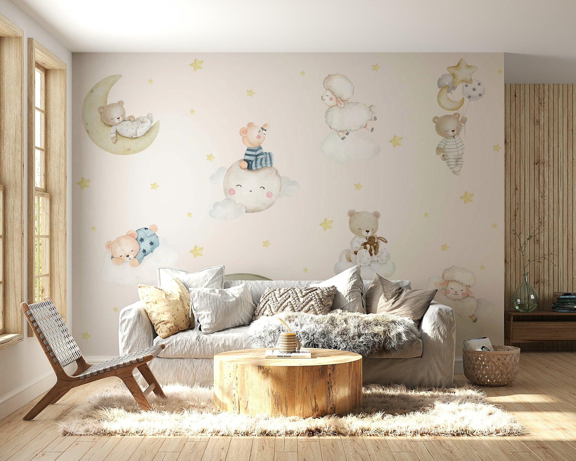 The design feels playful and gentle.

