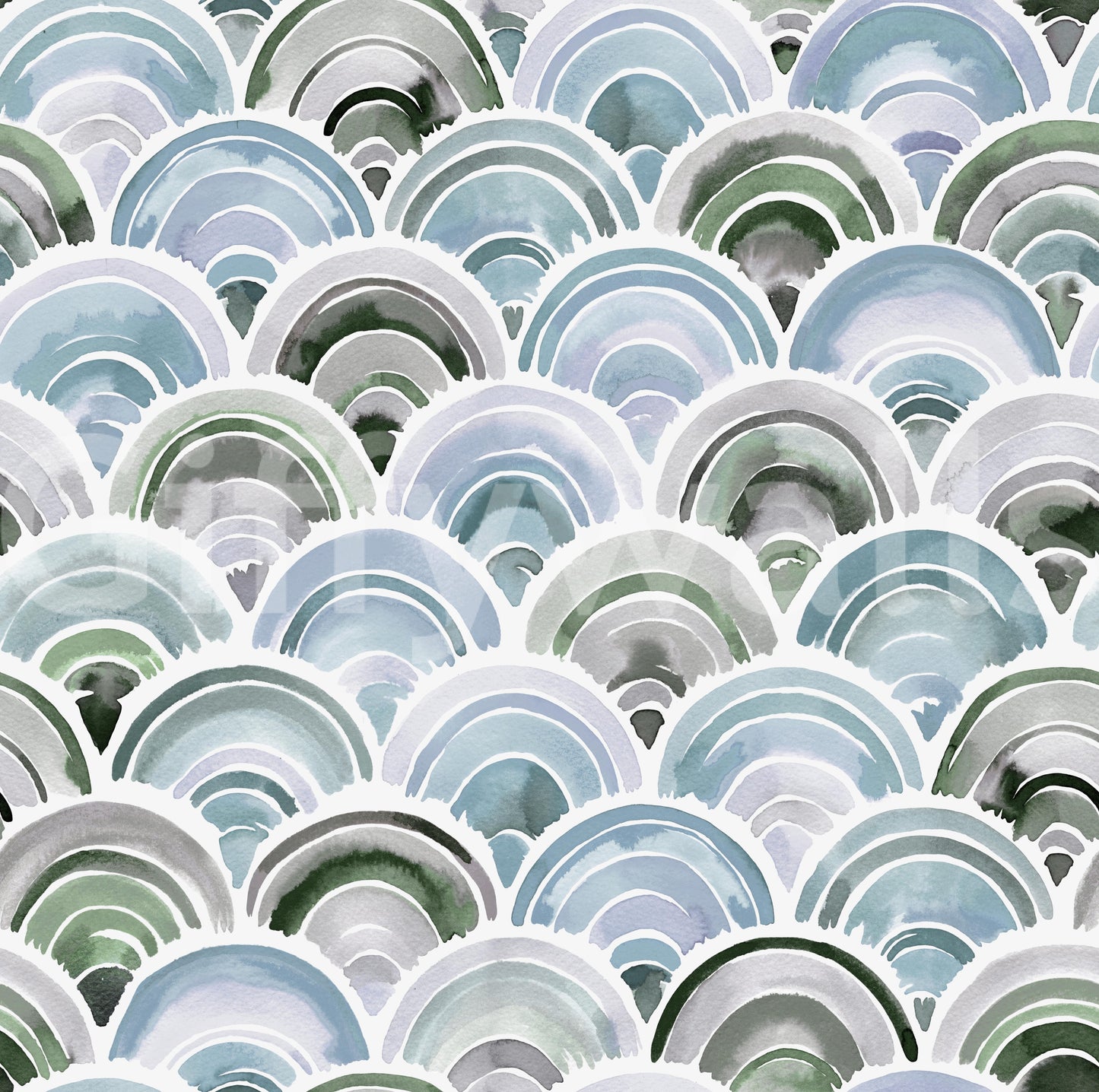 Japanese Scallops Scales Rainbow Wallpaper⁠