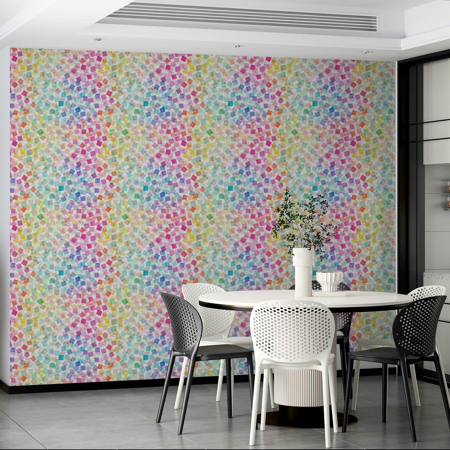 Festive confetti and plaid pattern wallpaper

