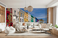 Rainbow Row Houses wallpaper bright colorful street scene.