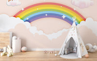 Removable Rainbow Wallpaper Mural for Playful Spaces