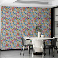 Ranunculus flower wallpaper in creamy offwhite

