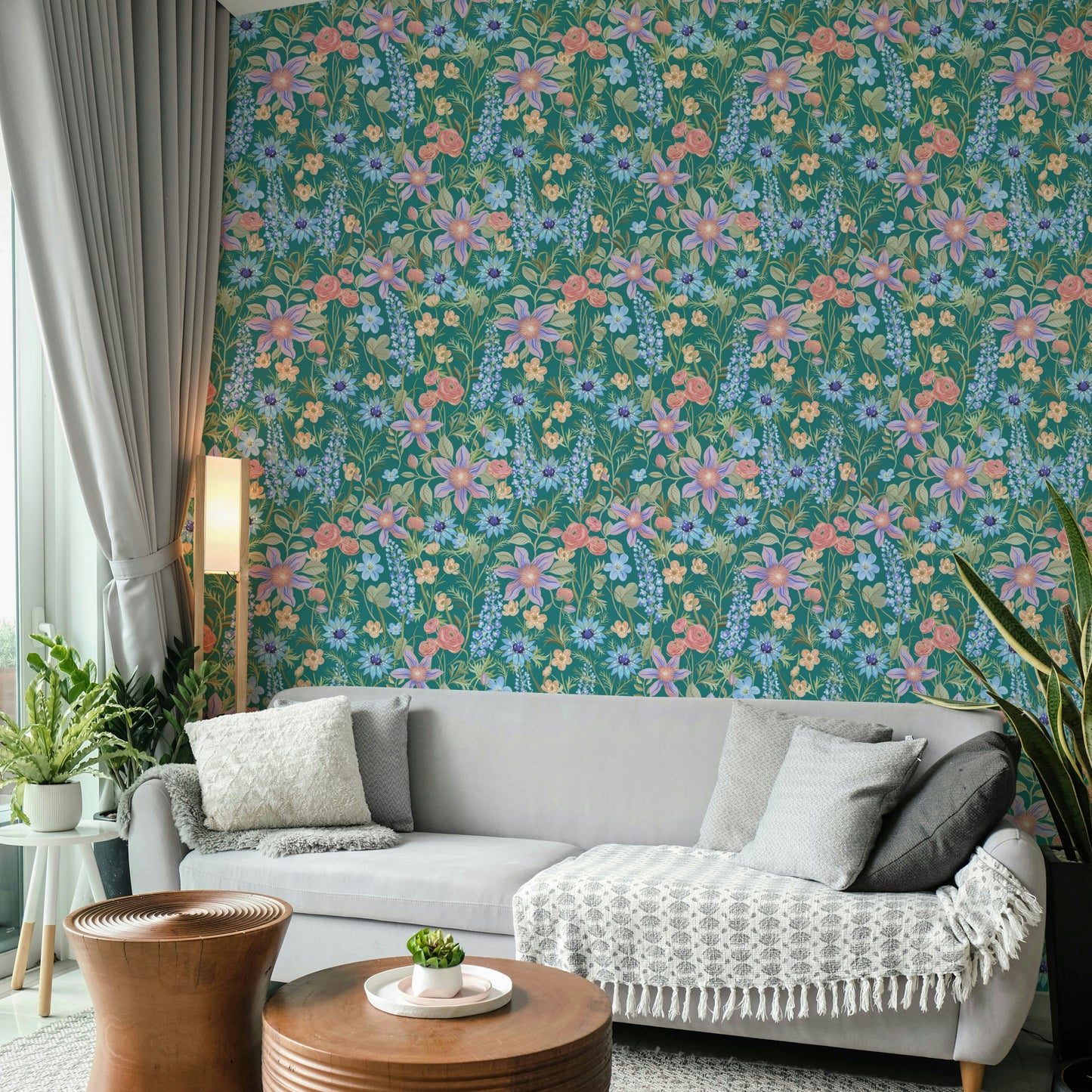 Retro-inspired wallpaper with bold flower pattern

