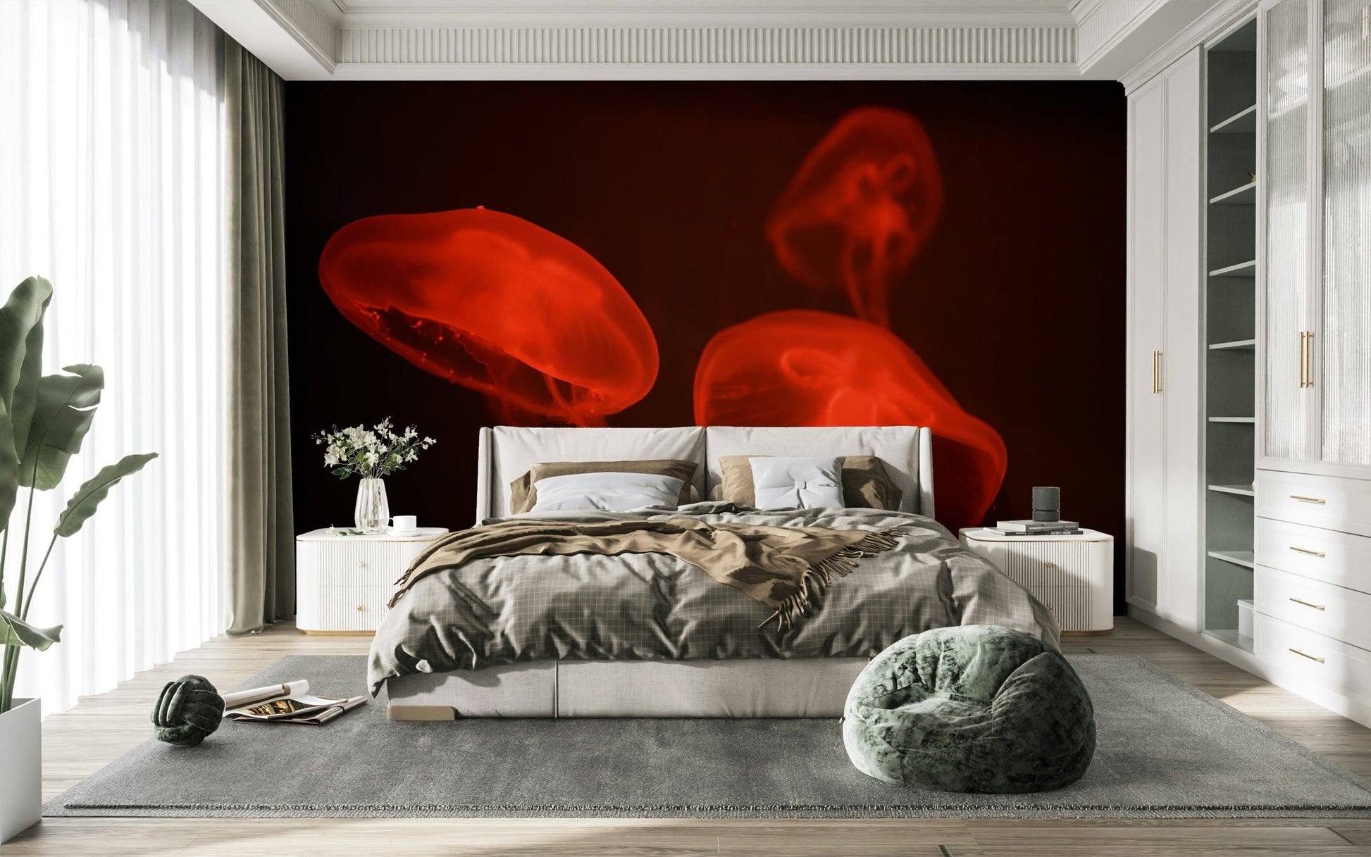 An artistic marine life mural for home decor.

