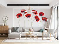 A beautiful panoramic wall mural of red blooms.

