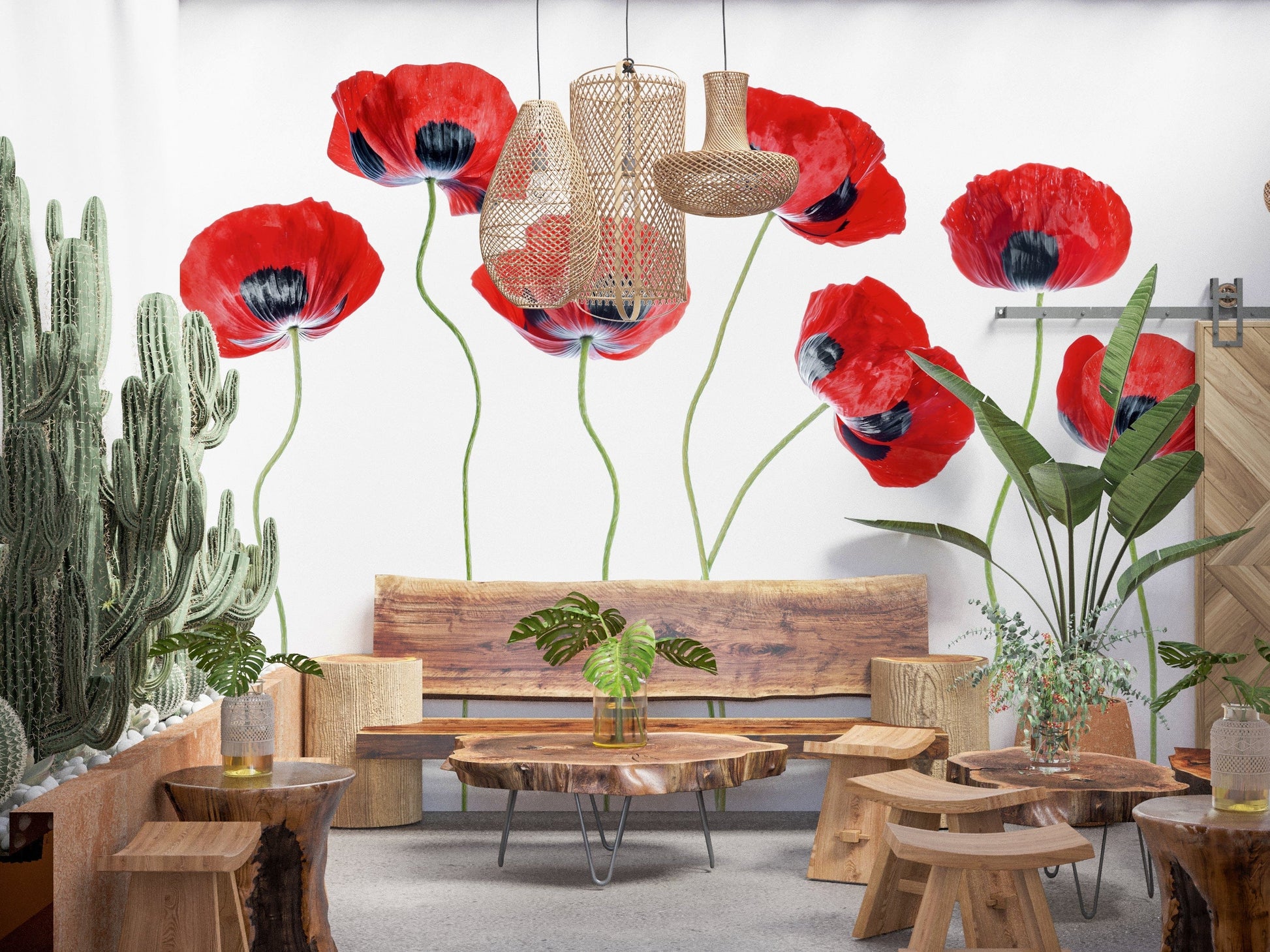 A serene poppy field wall mural for your decor.

