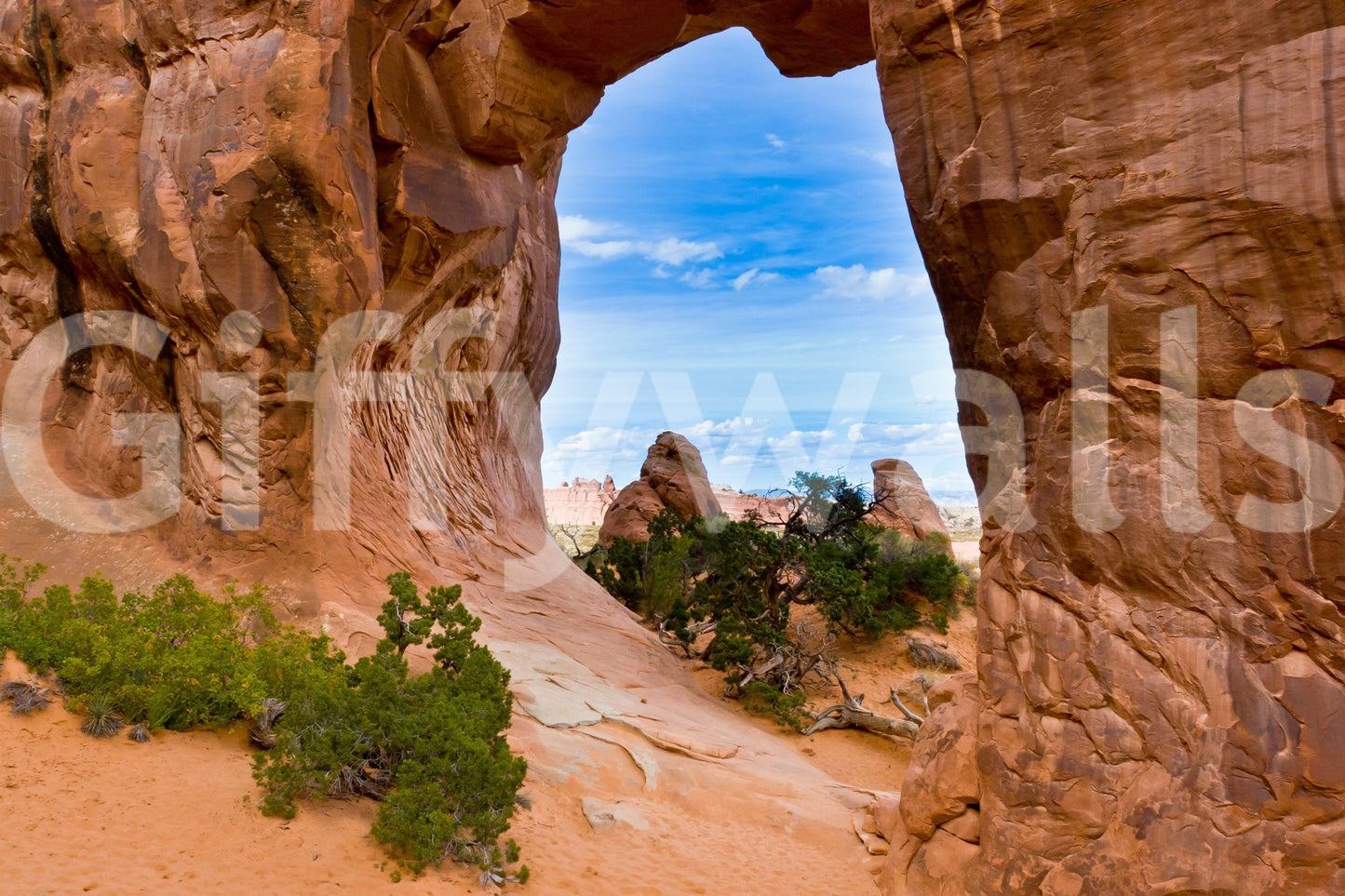 Bold rock textures in desert mural
