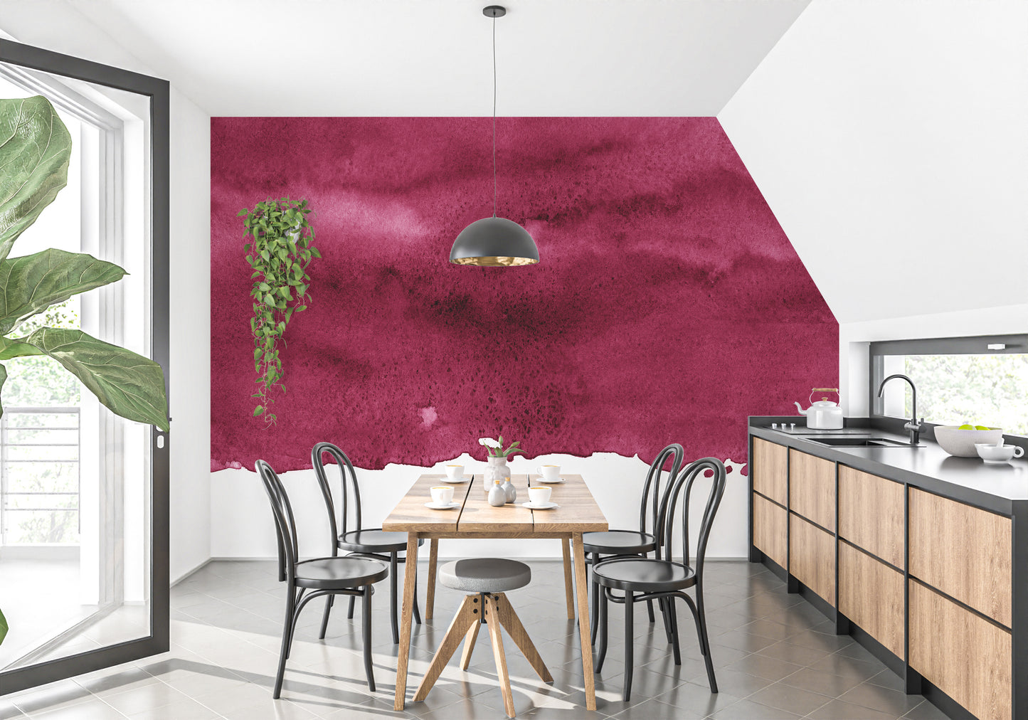 Red Wine Maroon Watercolor Wallpaper Mural - Giffywalls
