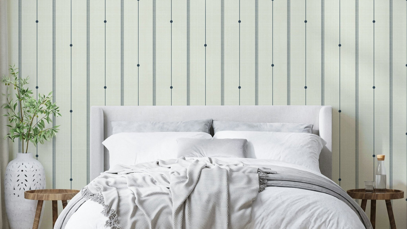 Refined Minimal Stripes Buttercream-Blue Wallpaper with soft stripes

