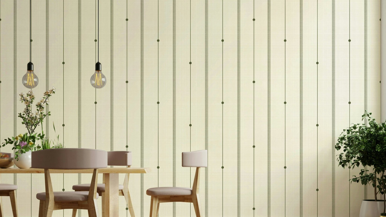 Refined Minimal Stripes Buttercream-Olive Wallpaper with soft tones

