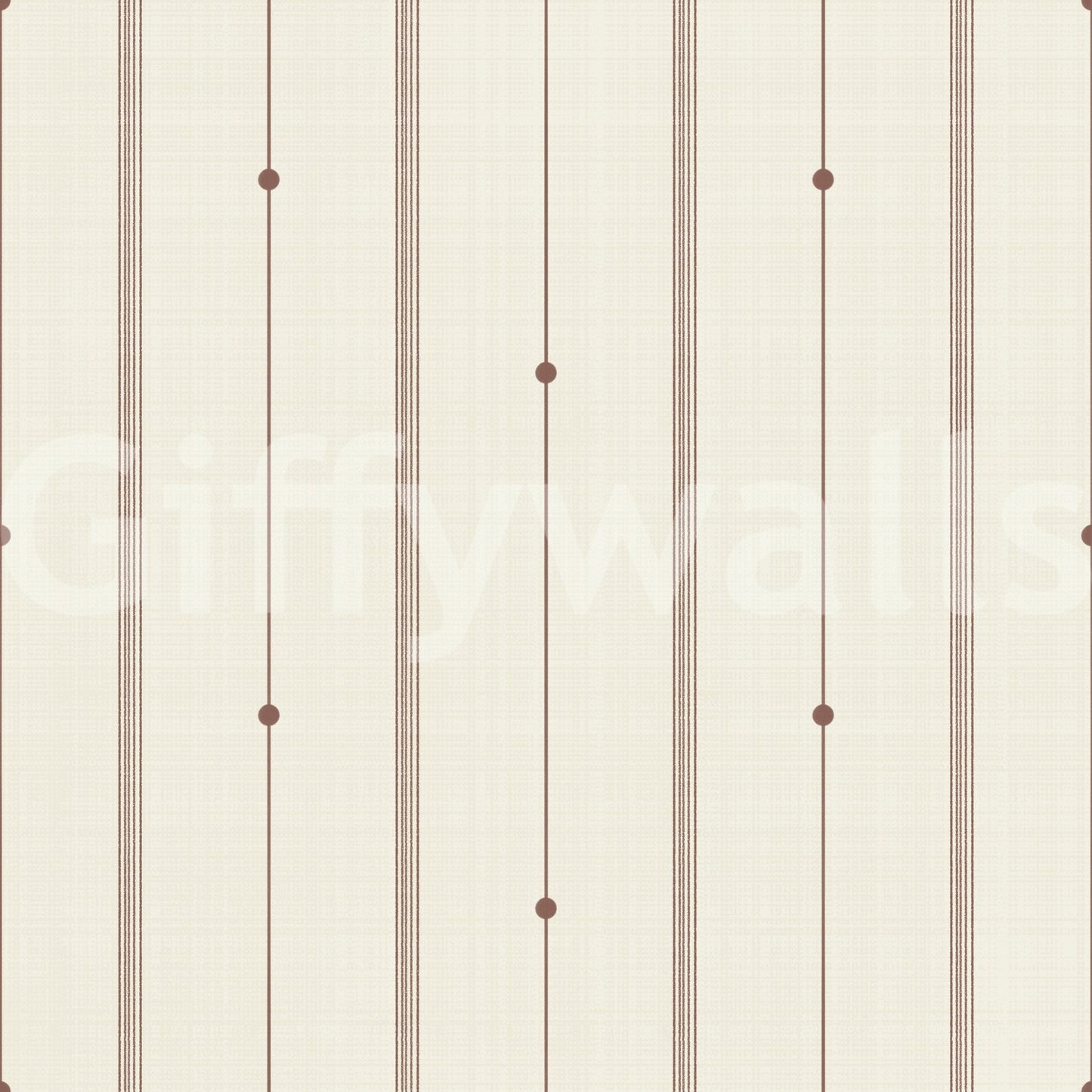 Soft striped wallpaper in buttercream and sienna tones for warmth

