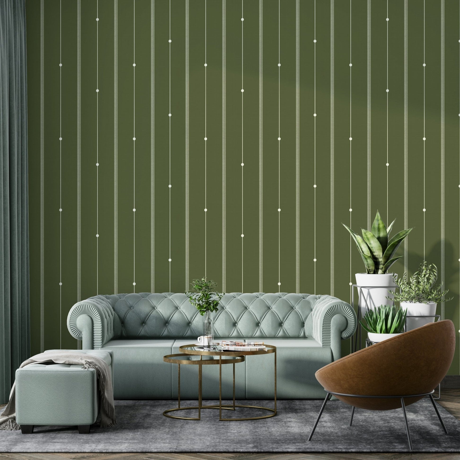 Subtle olive drab wallpaper design with minimal stripes


