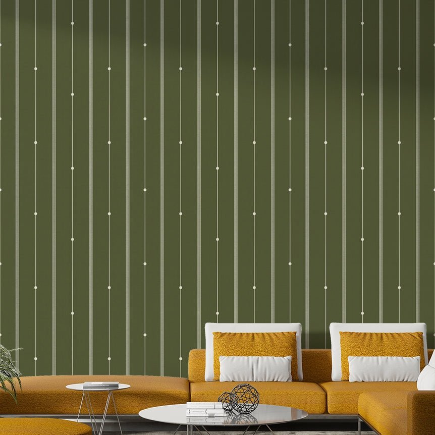 Soft olive drab stripes adding texture to modern walls

