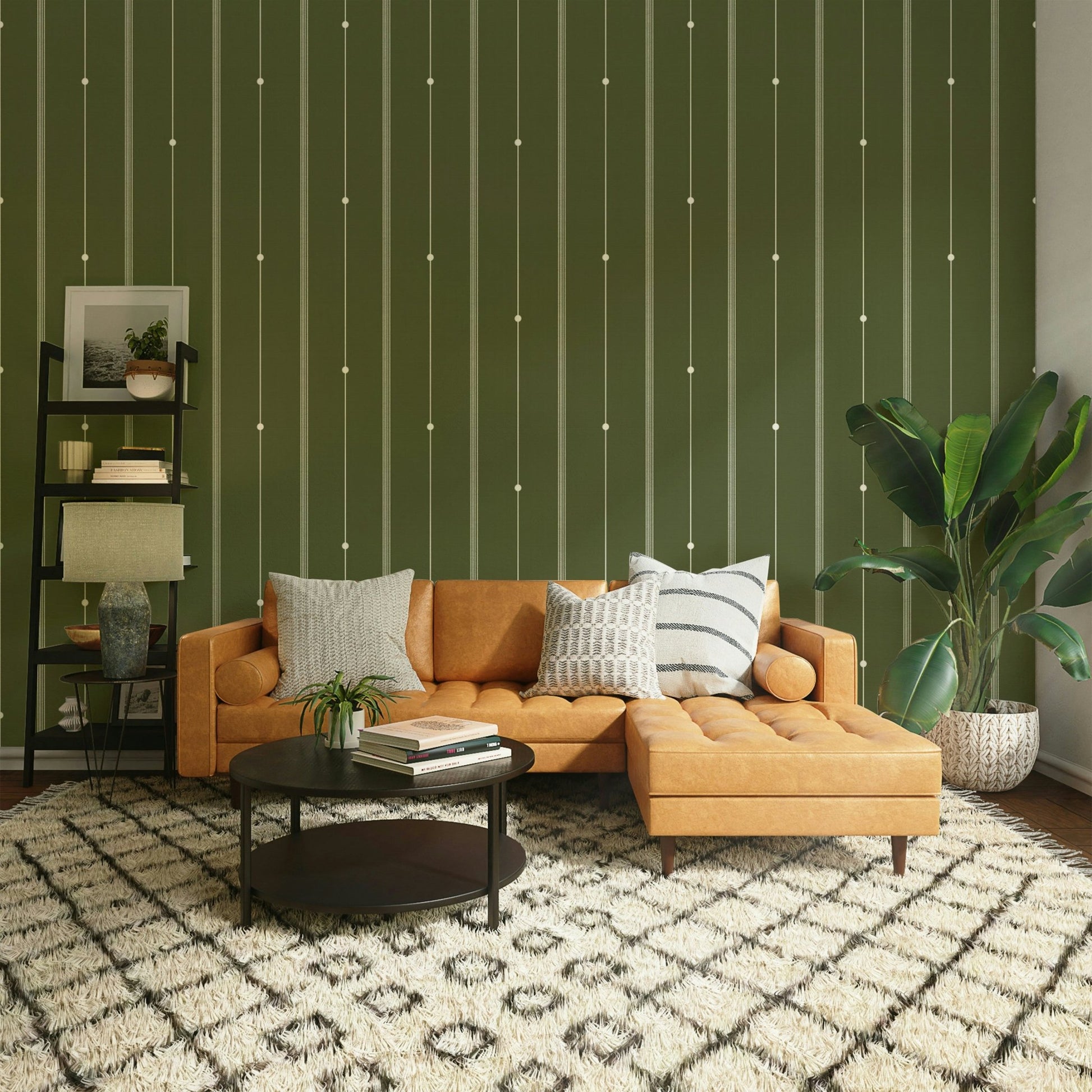 Subtle, natural olive drab stripes for cozy room decor

