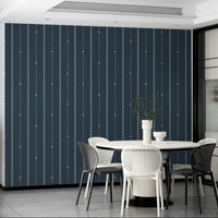 Calming steel blue wallpaper with delicate stripe patterns

