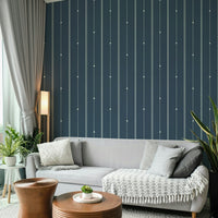 Elegant steel blue and minimal striped wallpaper design

