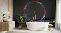 Iconic London Wheel Reflecting Eye wallpaper cityscape view.