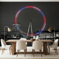 Vibrant light Reflecting Eye at night wall mural London scene.