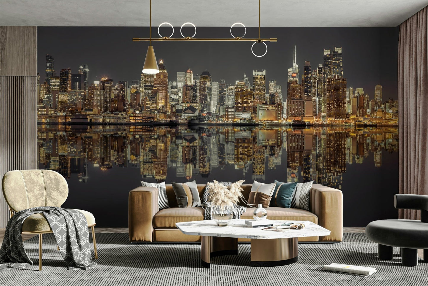 City lights creating a dazzling display.

