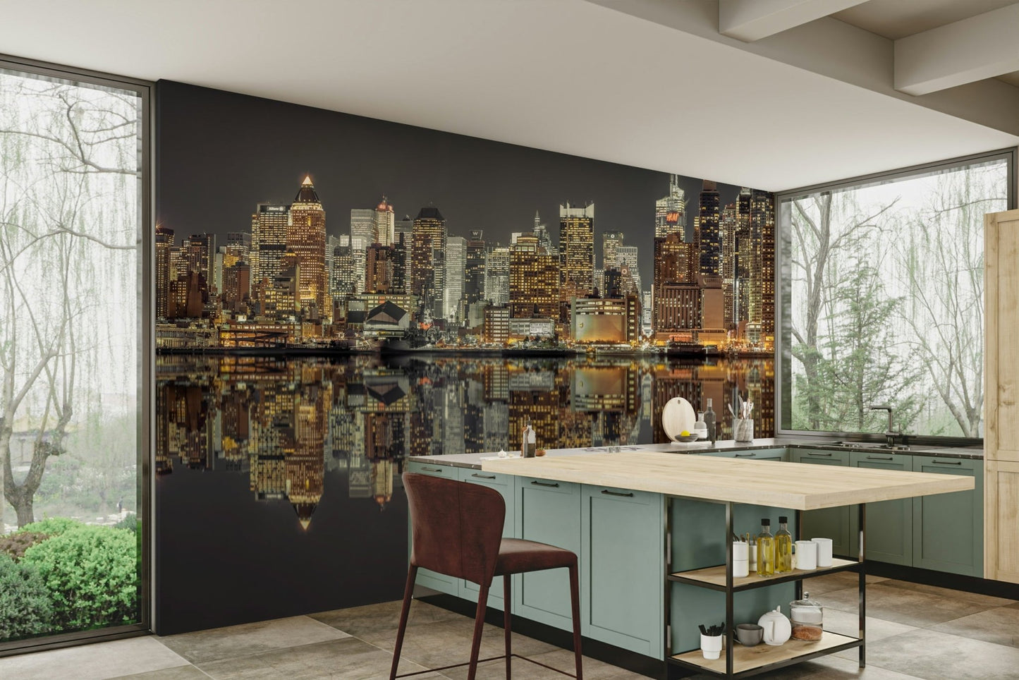 Sense of urban grandeur and serene tranquility.

