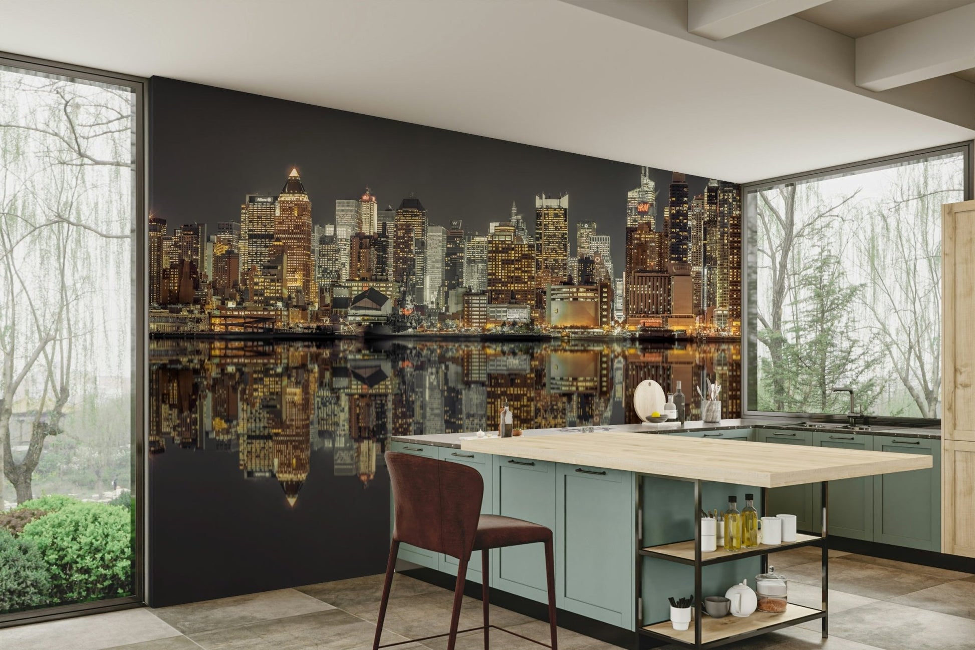 Sense of urban grandeur and serene tranquility.

