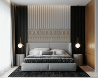 Regal Bloom Stripes mural designed with flowing flowers and vertical stripe accents