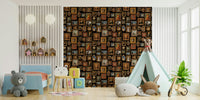 Wallpaper with a blend of neutral and accent colors.

