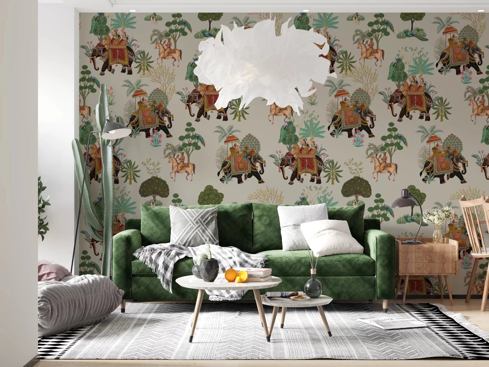 Hallway styled using Regal Elephant Parade wall mural