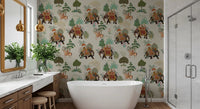 Bathroom space styled using Regal Elephant Parade wall mural design