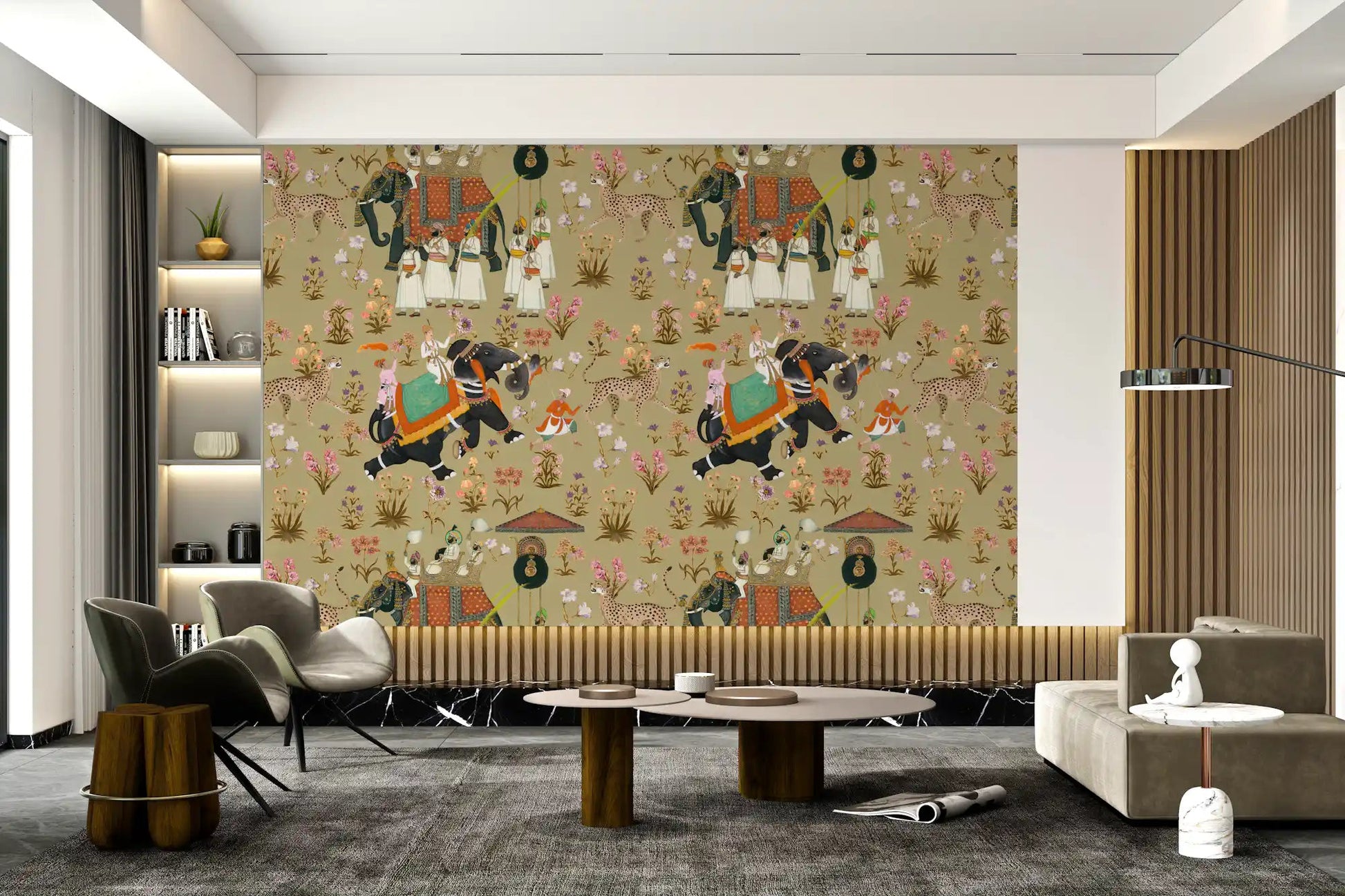 Vintage royal parade illustration for a office Regal Indian Procession Wall Mural.