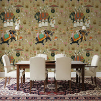 Matte finish Regal Indian Procession Wall Mural with neutral tones.
