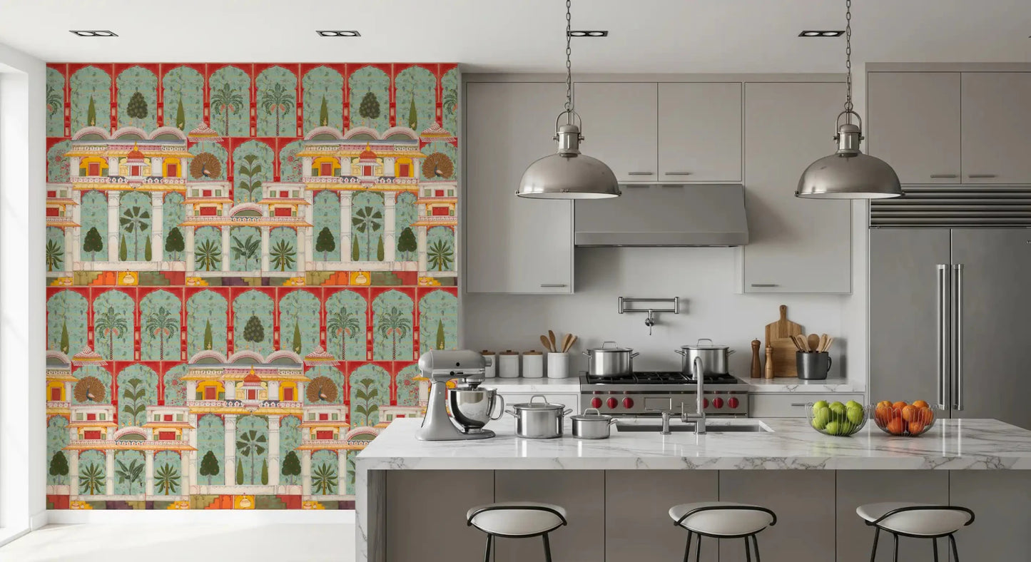 Regal Mughal Garden Wall Mural