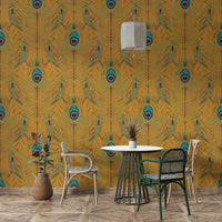 Regal gold feather mural for walls

